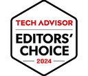 Un badge hexagonal sur lequel est écrit Tech Advisor Editors Choice 2024