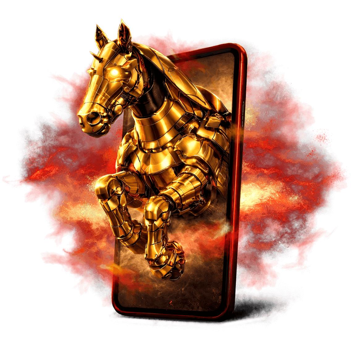 駿馬身披金甲，從智能手機屏幕躍躍而出