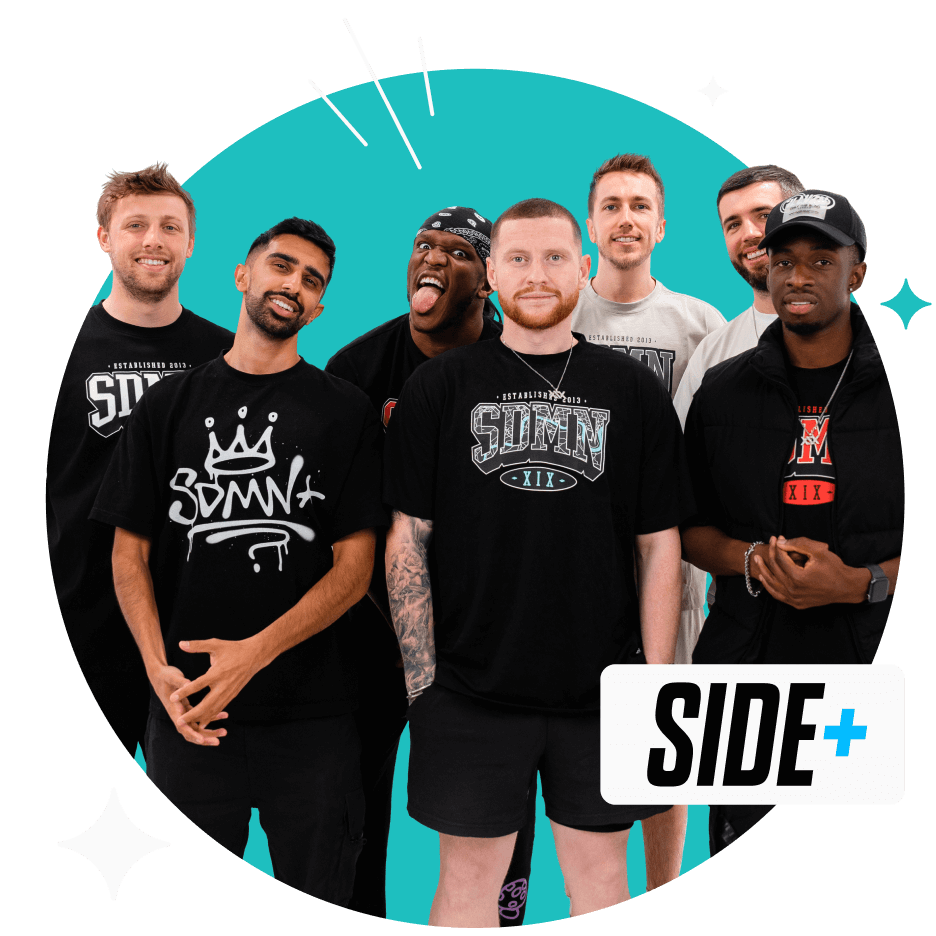 七个 sidemen 小队成员正站在一起，笑容满面。