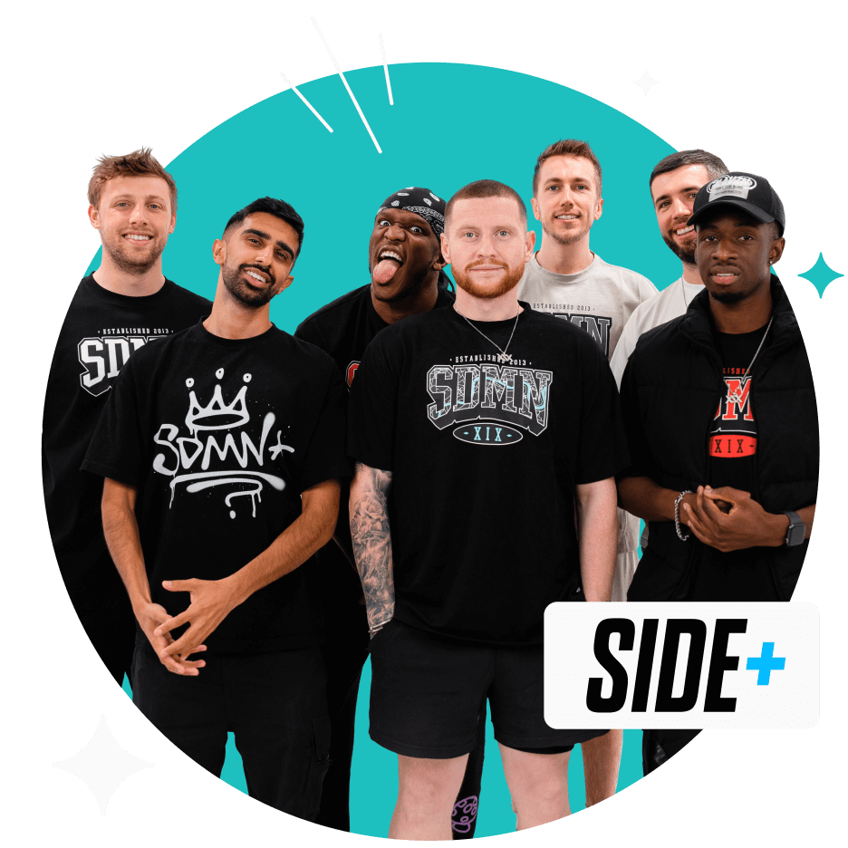 Seven sidemen squad members standing and smiling.