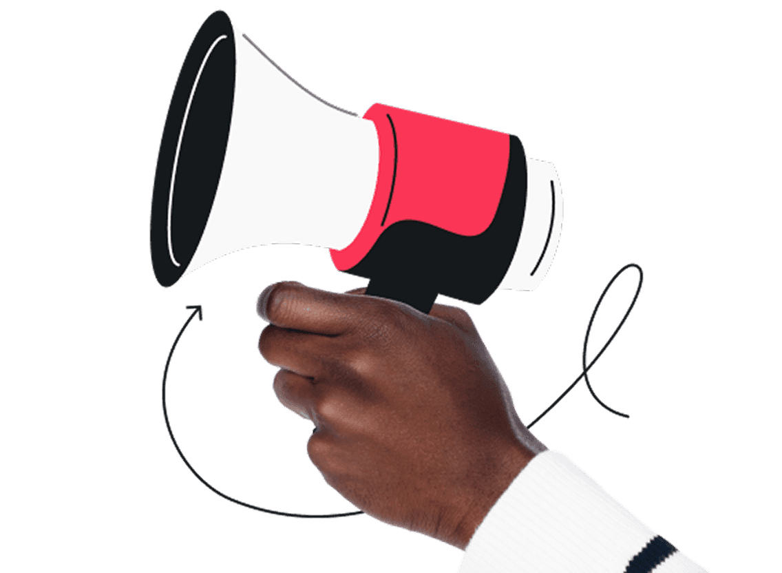 A hand holding a megaphone.