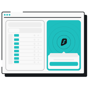 Surfshark VPN interface illustration.