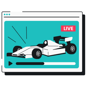 Illustration of a live racing event on a computer screen.