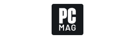A black and white PCMag logo