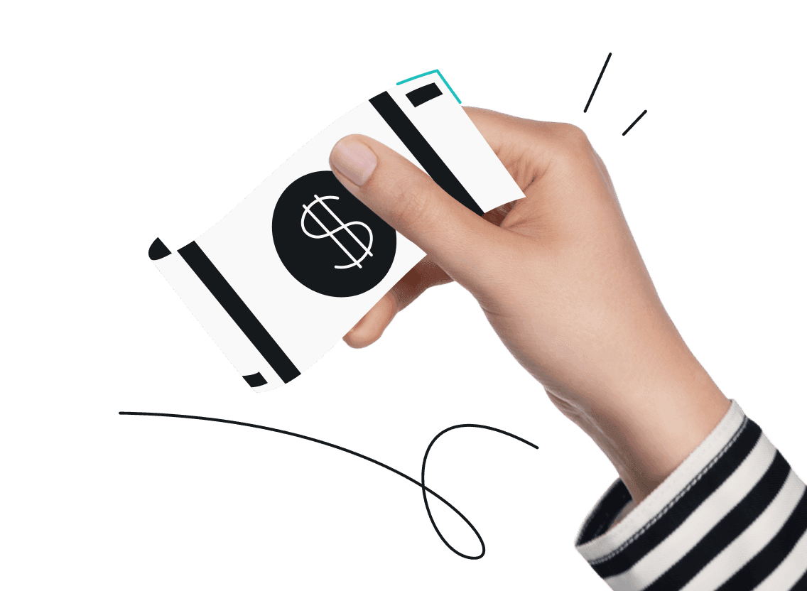 A hand holding a dollar note.