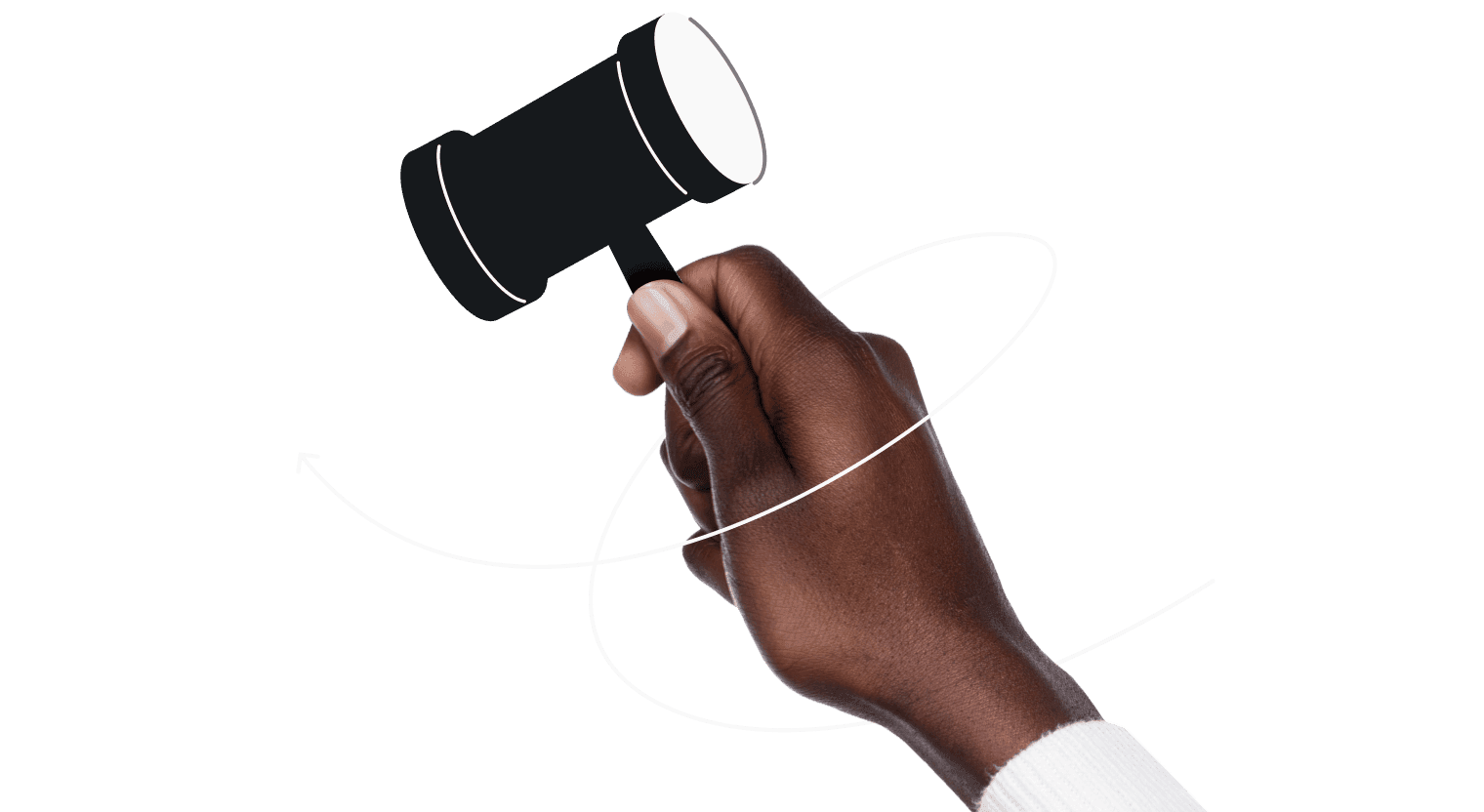 A hand holding a gavel.