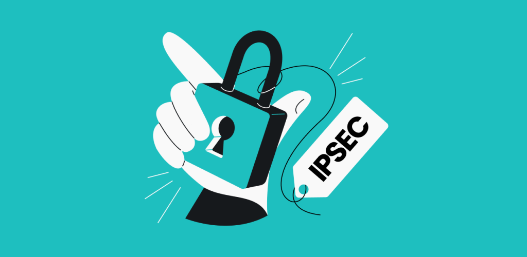 a hand holds a lock; IPSEC is written on it.