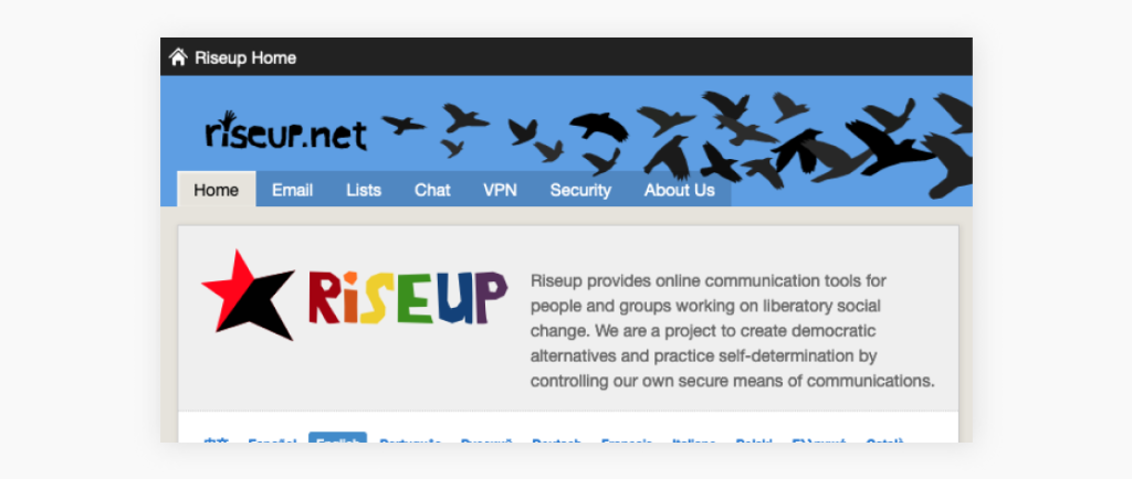 Sitio web de Riseup