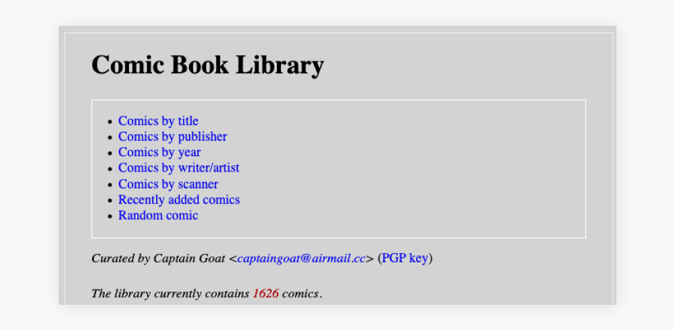 Sitio web de la biblioteca de cómics