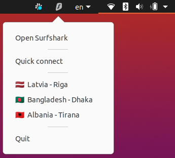 Surfshark Linux VPN GUI