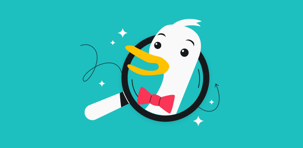 a duck with a bowtie inside of a magnifying glass