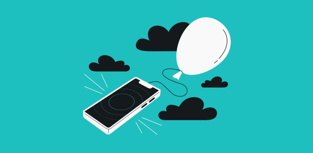 a balloon carrying a smartphone.