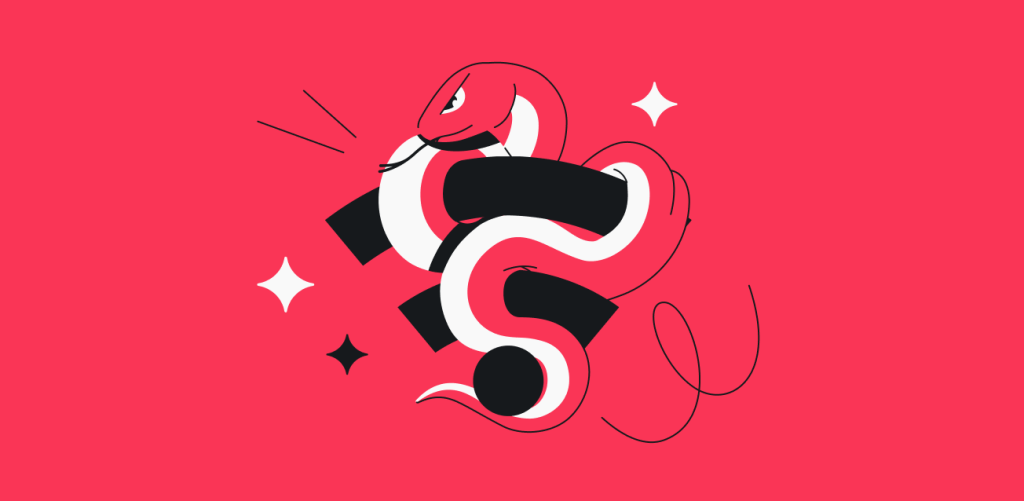 A red snake with its tongue out wrapped around a WiFi symbol.
