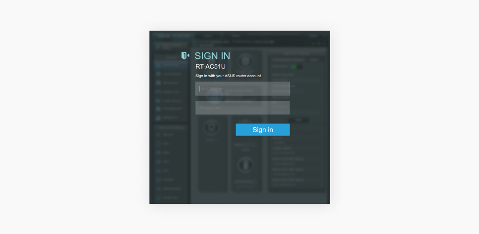 Capture d'écran de l'écran de connexion du panneau de contrôle des routeurs Asus.

