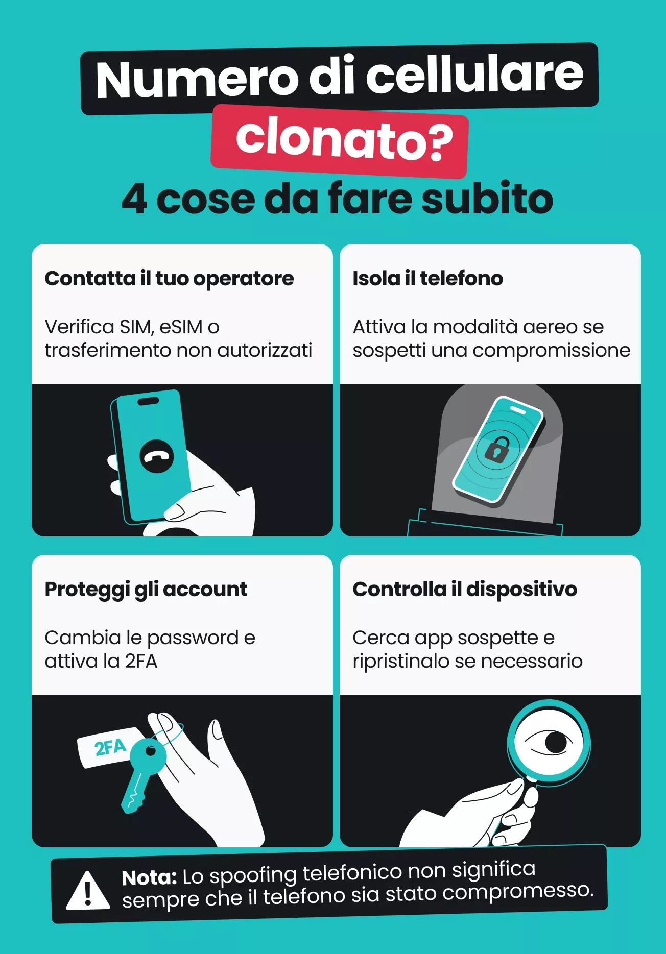 Numero di cellulare clonato? 4 cose da fare subito: contatta operatore, isola telefono, proteggi account, controlla dispositivo