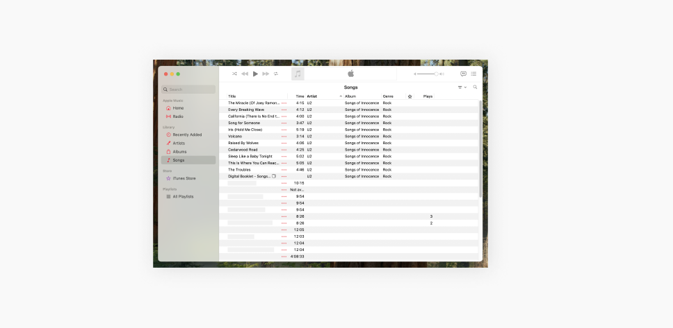 Screenshot of the Apple Music app interface on a Mac.
