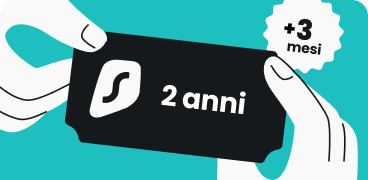 Ottieni Surfshark per 2 anni + 3 mesi aggiuntivi
